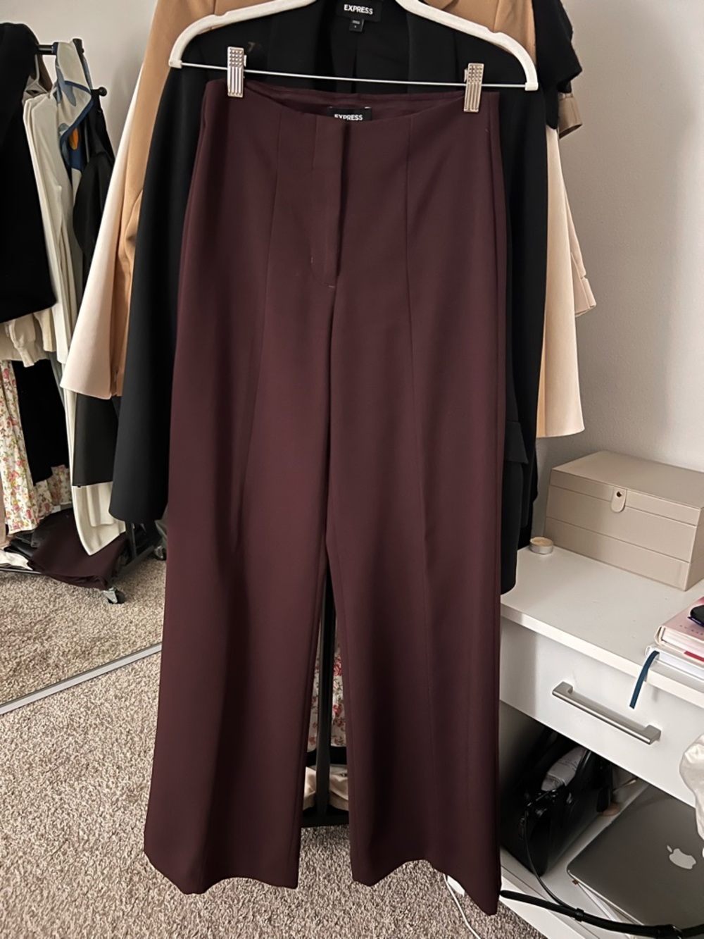 Express Wide-Leg Pants in Burgundy